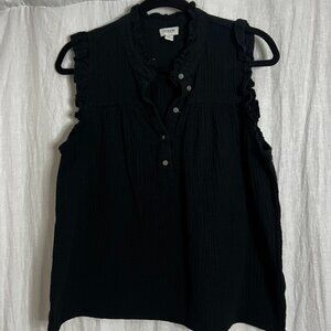 J. Crew Gauze smocked ruffleneck Size L
